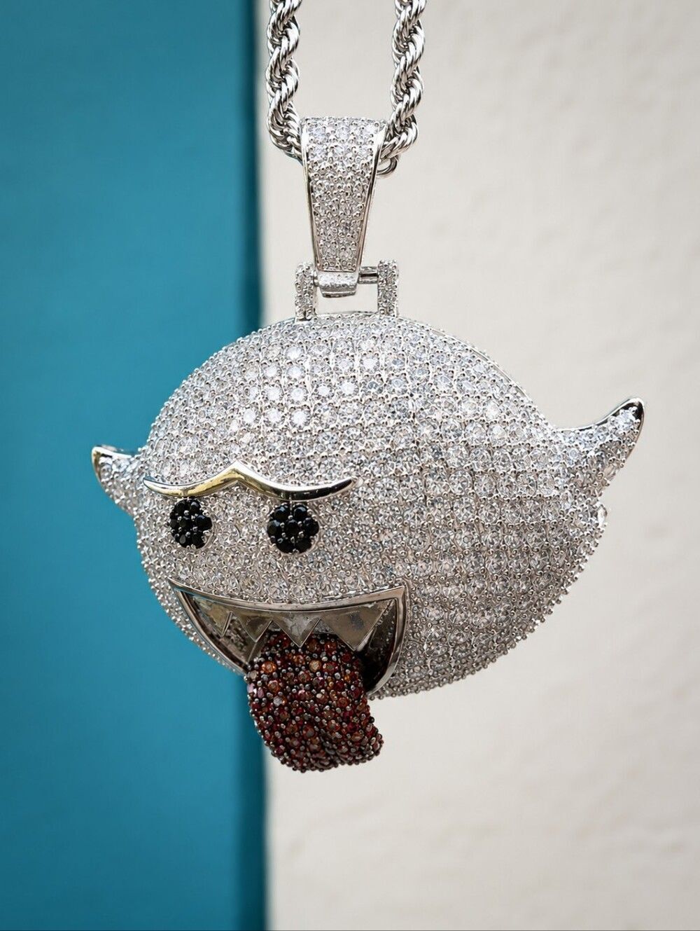 Mario Ghost Pendant with Rope Necklace